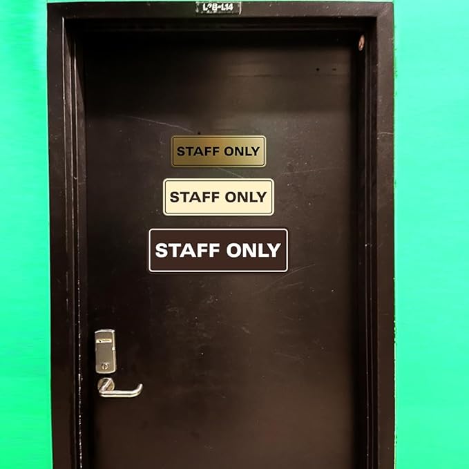 All Quality Standard Staff Only Wall or Door Sign | Easy Installation | Office Workplace Signs | Enhanced Security ‌ - White - Small (5 Pack)