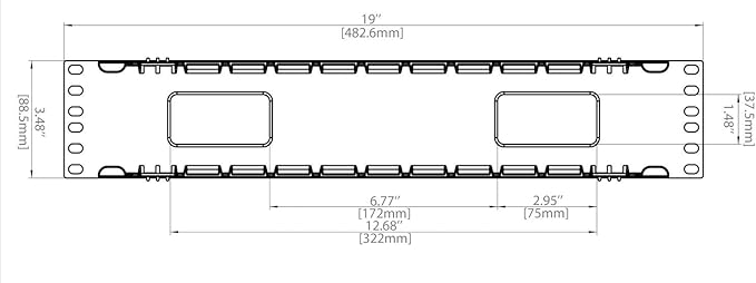 Raising Electronics 19 Inch 2U Rack Mount Cable Management Unit 12 Slots with Panel Plastic