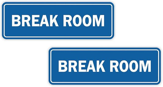 Standard Break Room Door or Wall Sign - Blue - Small 2 Pack
