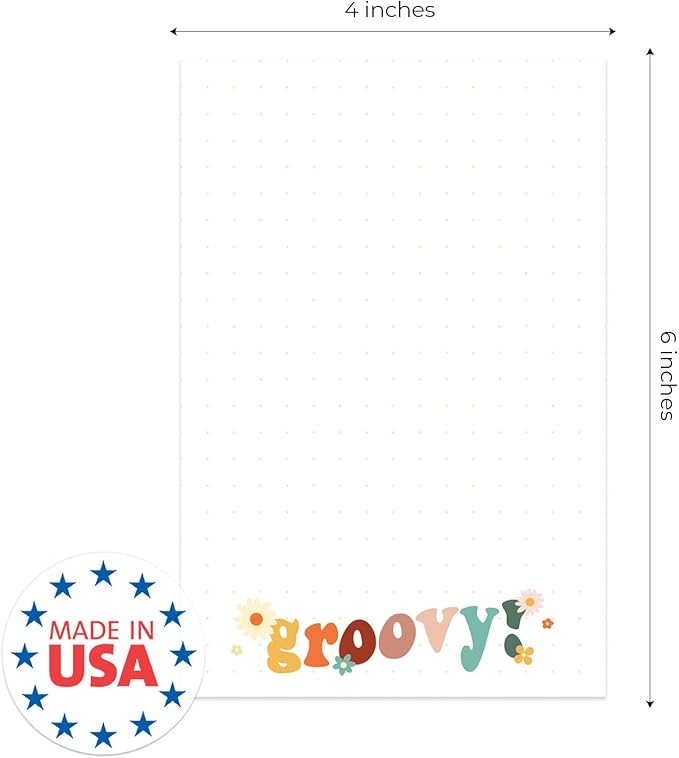 Retro Floral Sticky Note Pads / 4" x 6" Repositionable Checkered Smiley Face Sticky Notes / 5 Trendy Y2K Designs / 50 Sheets Per Pad Set of 5 / Made in USA