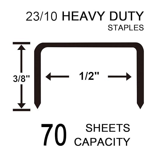 Rayson 23/10 Heavy Duty Staples, Enhanced 3/8" Leg Length, 1/2" Width, 70 Sheets Capacity, 10 Boxes of 1000 (Total: 10,000)
