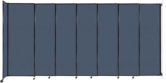 Wall-Mounted Sliding StraightWall Room Divider | Adjustable Widths | Locking Wheels | Room Separator | Up to 15'6" Wide x 7'6" Tall Ocean Fabric Panels