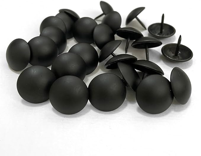 Let's Decorate 100PCS D19mm/0.75" Matt Black Upholstery Tacks, Decorative Tacks for Sofa Couch, Furniture Metal Thumb Tacks, Home DIY Decorative Nail Heads Nails (19mmx17mm Matt Black)