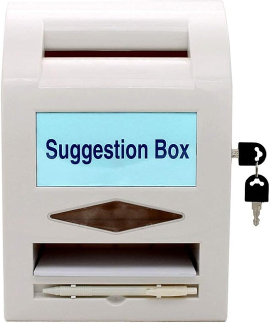 Locking and Pen for Wall or Countertop,6 Replaceable Tags， Suggestion Box,Donation Box,Mail Box,Comment Box