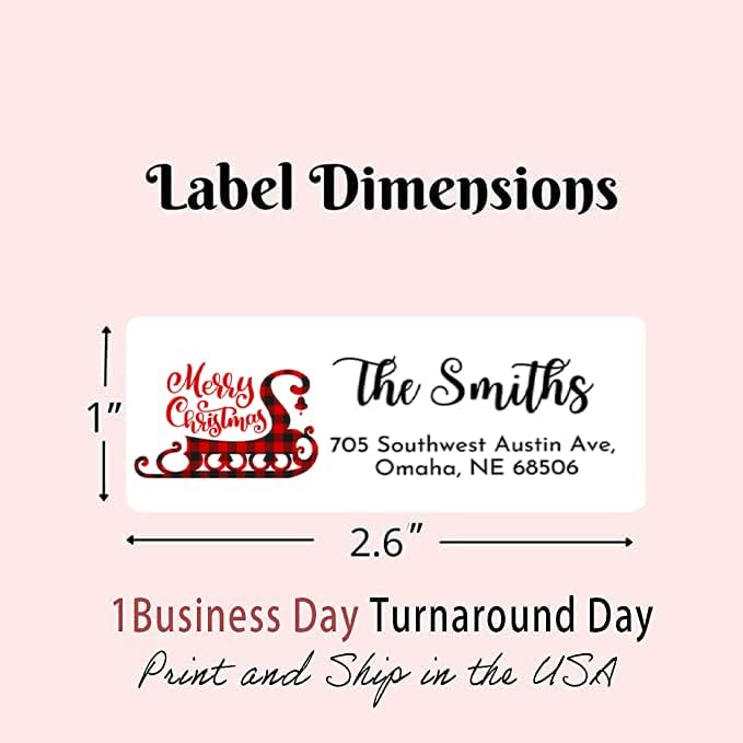 Personalized Christmas Return Address Labels - Custom Holiday Return Address Labels, Set of 120 Self Adhesive Mailing Rectangle Personalized Name Stickers (Pattern 5)
