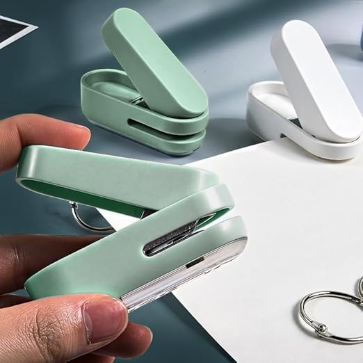 Magnoloran 2 Pack Single Hole Punch, 1/4 inch Mini Small Hole Puncher Heavy Duty Paper Hole Puncher Small Hole Punch One Hole Puncher for Crafts Paper Cards Tags Scrapbook-White&Green