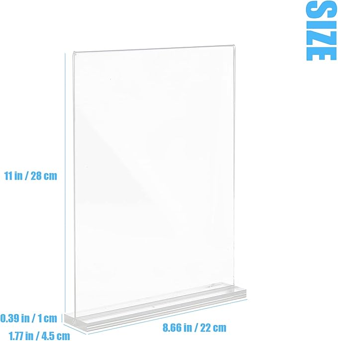 Acrylic Sign Holder, 8.5 x 11 inches Clear Table Menu Display Stand Desktop Display Stand Paper Holder Table Top Sign Holder Suitable for Restaurants, Office, Home, Store (10 pcs)
