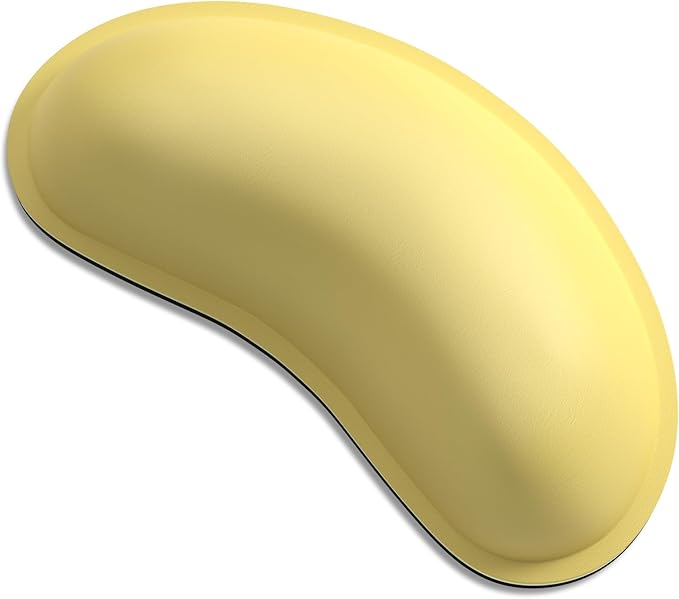 Dapesuom Mouse Wrist Rest, Ergonomic Memory Foam Mouse Wrist Support, Leather Hand Rest Pad Cushion for Gaming, Office, Laptop, Wireless Mouse, Men, Women, Pain Relief & Easy Typing, Lemon Yellow