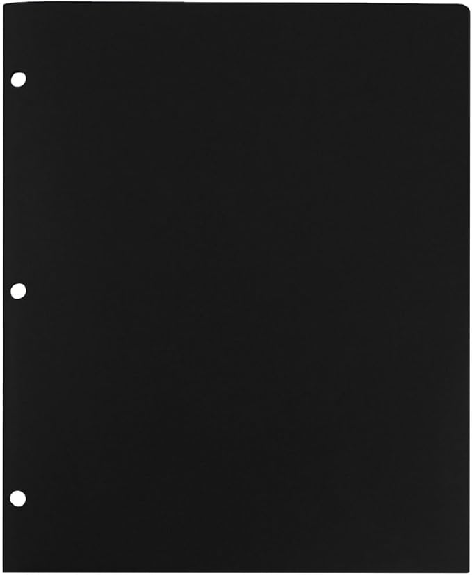 JAM PAPER Heavy Duty Plastic 3 Hole Punch Pocket Folders - Extra Tough School Folders - Black - 6/Pack