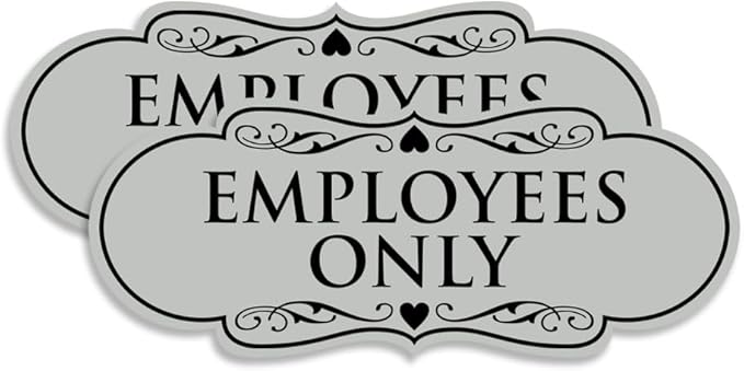 Designer EMPLOYEES ONLY Sign | Easy Installation | Office or Business Signs | Workplace Safety - Lt Gray - Medium (2 Pack)