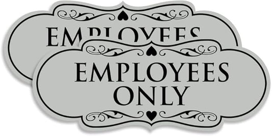 Designer EMPLOYEES ONLY Sign | Easy Installation | Office or Business Signs | Workplace Safety - Lt Gray - Medium (2 Pack)