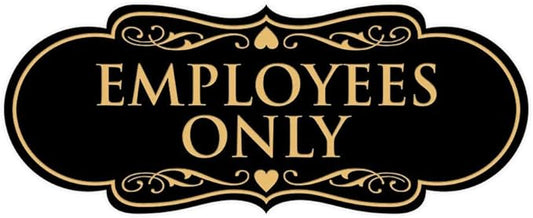 Designer EMPLOYEES ONLY Sign | Easy Installation | Office or Business Signs | Workplace Safety - Black/Gold - Medium (1 Pack)