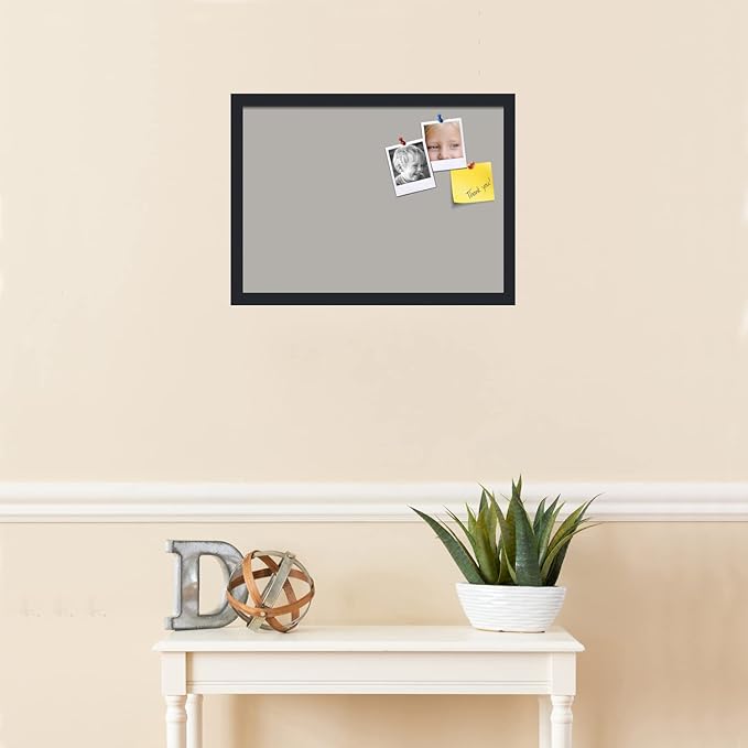 PinPix 21x15 Inch Cork Bulletin Board. This Decorative Framed Pin Board Comes with Dark Stone Design and a Satin Black Frame. Ideal for Home Office Decor or Message Board (PinPix-1808)