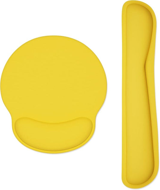 Dapesuom Keyboard Wrist Rest and Mouse Pad with Wrist Support, Cute Memory Foam Cushion for Keyboard and Mouse Set, Desktop Pad Rests with Non Slip Base for Easy Typing & Pain Relief, Apricot Yellow