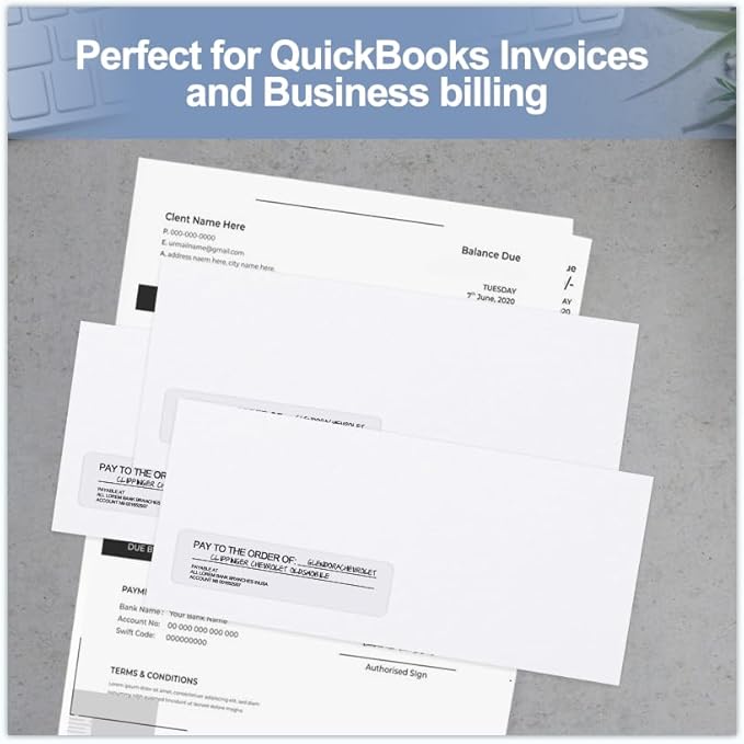 500#10 Single Window Security Envelopes, PANDRI NO.10 Security-Tinted Envelopes Designed for QuickBooks Invoices, Business Statements and Computer Printed Checks-Number 10 Size 4 1/8 Inch X 9 1/2 Inch