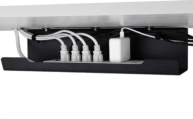 VIDOR Under Desk Cable Management Tray 1-Pack, 17" Cord Organizer, No Drill Alloy Steel, Perfect for Standing Desk, Wire Management for Office Home