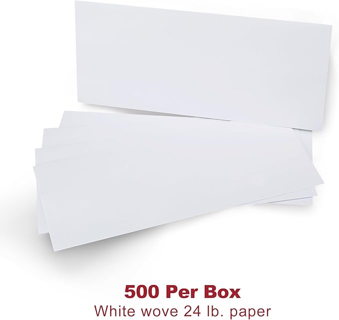 Zzrywuty #10 Letter Size Mailing Envelopes for Business, 500pcs Self Seal Windowless Security Envelopes 4-1/8 x 9-1/2 Inch White 24LB Paper