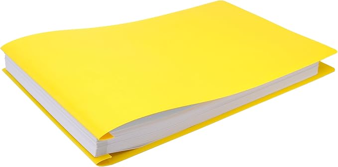 11x17 Report Cover Pressboard Binder Poly Panels Includes Fold-Over Metal Fasteners Yellow Package of 6