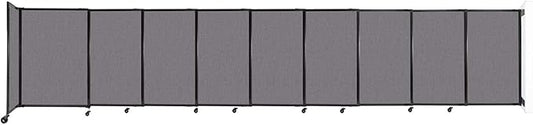 Wall-Mounted Sliding StraightWall Room Divider | Adjustable Widths | Locking Wheels | Room Separator | Up to 19'9" Wide x 4' Tall Slate Fabric Panels