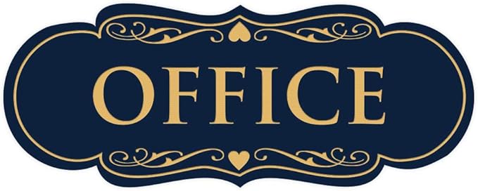 All Quality Designer Office Sign | Easy Installation - Blue/Gold - Medium (1 Pack)