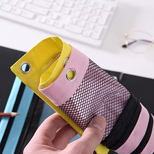 3 Ring Binder Pencil Pouchs, Zippered Pencil Pouch Double Pocket Pencil Pouch 3 Ring with Clear Window