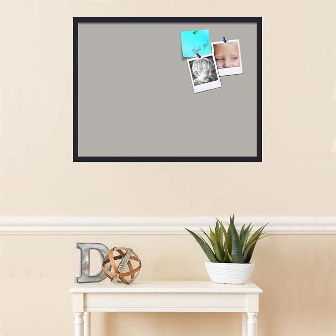 PinPix 32x24 Inch Cork Bulletin Board. This Decorative Framed Pin Board Comes with Dark Stone Design and a Satin Black Frame. Ideal for Home Office Decor or Message Board (PinPix-1808)