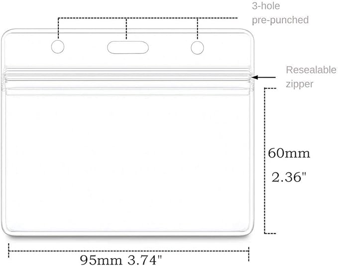 Bird Fiy Lanyards with id Holder Name Badges 50 Pcs Waterproof Type Clear Plastic Horizontal Name Tag Badge Id Card and 50 Pcs Lanyard (Gray)