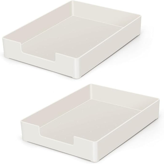 Letter Tray/Paper Tray Organizer for Desk/Stackable Letter Tray Paper Holder File Organizer for Office Supplies School Home Desk Accessories (White) 2Pcs