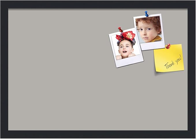 PinPix 22x15 Inch Cork Bulletin Board. This Decorative Framed Pin Board Comes with Dark Stone Design and a Satin Black Frame. Ideal for Home Office Decor or Message Board (PinPix-1808)