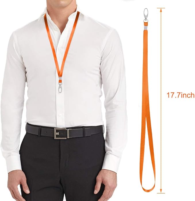 50pack Lanyards for Id Badges Holder Bulk Lanyard with Clip Swivel Hooks for Name Tag ID Badge Holder,Students, Employees (50, Orange)