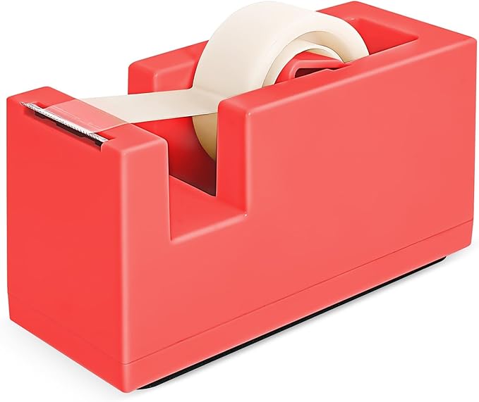 1 Desktop Stapler & 1 Tape Dispenser - 25 Sheet Capacity with 830 Staples and Staple Remover, Non-Slip for Office,School, Home & Classroom, Orange(Tape not Included)