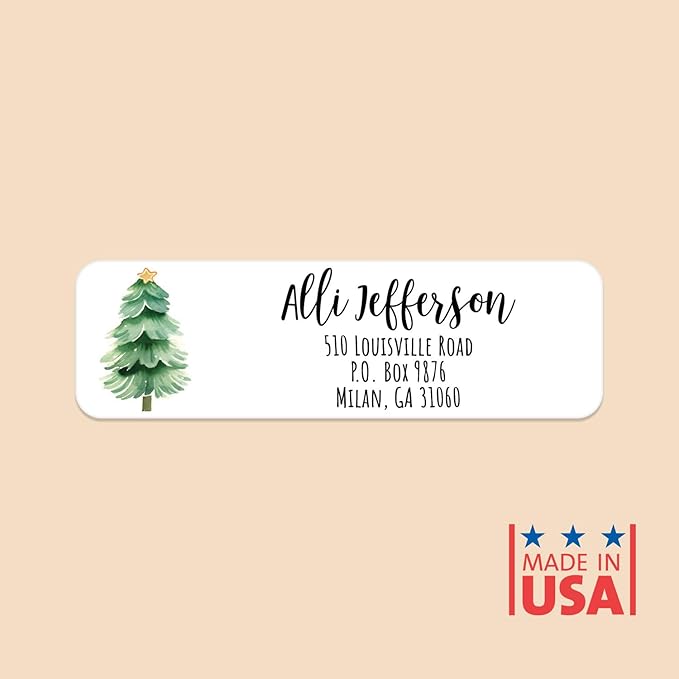 Watercolor Trees Rolled Address Labels / 250 Personalized Return Address Labels/Designer Address Stickers in Elegant Plastic Dispenser