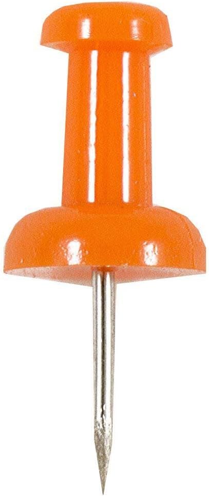 JAM PAPER Colorful Push Pins - Orange Pushpins - 2 Packs of 100