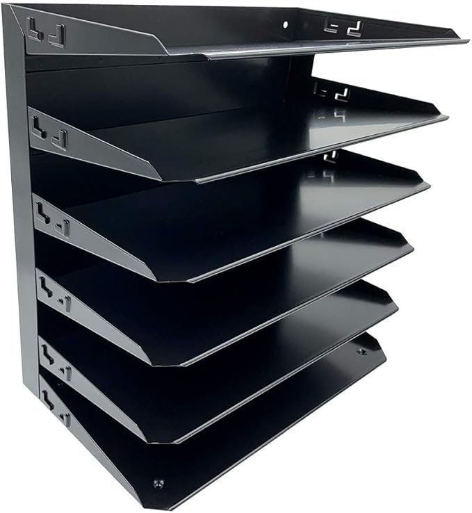 Huron Desktop Horizontal 6-Slot Legal File Binder Organizer Storage Letter Tray, Black Commercial Grade Steel