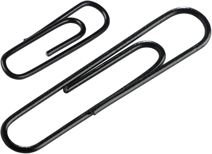 JAM PAPER Combo Pack Colorful Paper Clips - Standard & Jumbo - Black Paperclips - 1 Pack of 100 & 1 Pack of 75