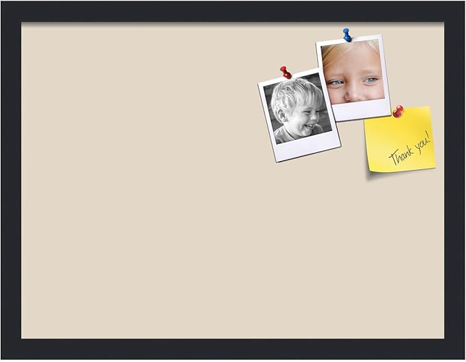 PinPix 20x15 Inch Cork Bulletin Board. This Decorative Framed Pin Board Comes with Desert Pastel Design and a Satin Black Frame. Ideal for Home Office Decor or Message Board (PinPix-1815)