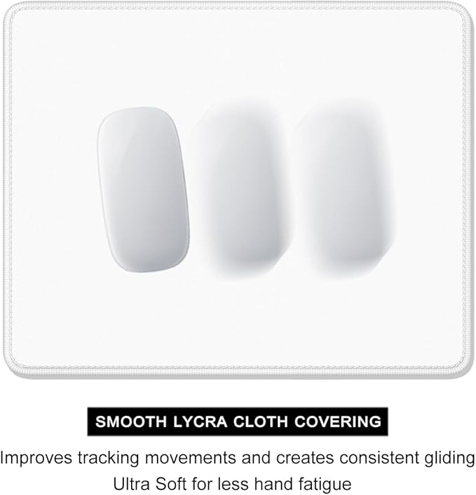 Auhoahsil White Mouse Pad, 12 x 10 Inch Square Mousepad, 3mm Thick Rubber Mouse Mat with Pretty Design, Premium-Textured Non-Slip for Gaming Work Office Wireless Mouse Men Women