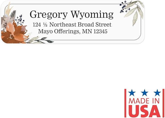 Indie Floral Rolled Address Labels/Roll of 500 Personalized Return Address Labels/Designer Return Address Stickers in Elegant Plastic Dispenser