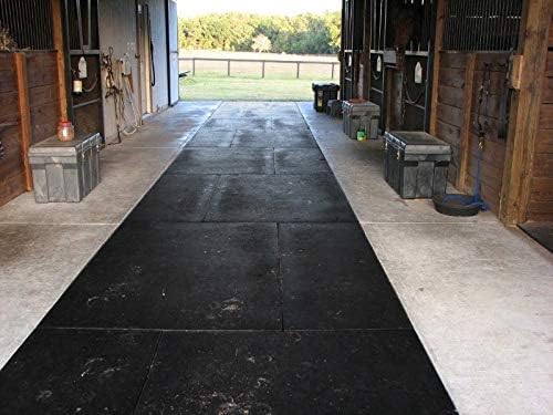 American Heavy Duty Stall Tiles - Thick, Durable Rubber Flooring - Solid Black 8' x 20' Set 1/2" Thick (40 Tiles Total)