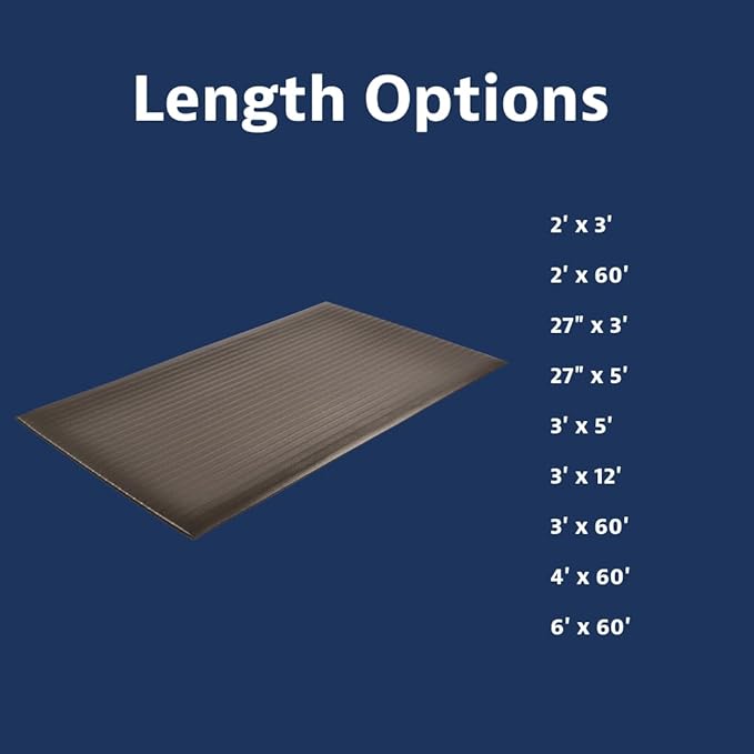 Notrax 410 Airug® 2' x 3' x 5/8" Anti Fatigue Mat, Enhanced Slip Resistance with Beveled Edges and Ribbed Surface, Ideal for Industrial and Commercial Workplaces, Black, 410S0523BL