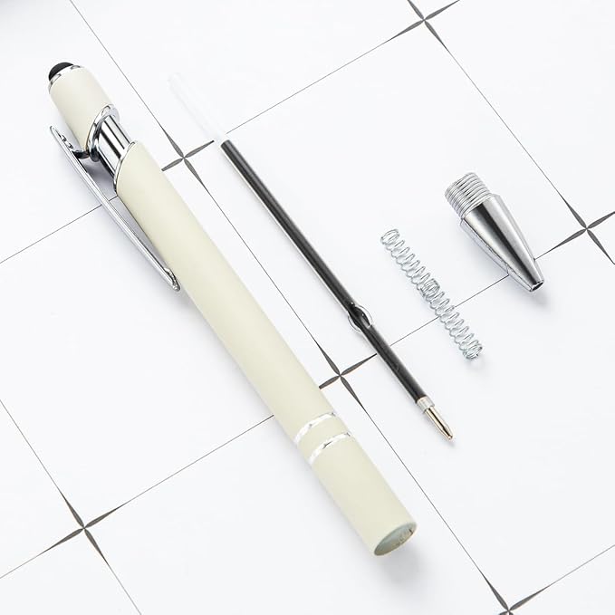 PASISIBICK 8 Pieces Ballpoint Pens, 2-in-1 Stylus Tip Retractable Ballpoint Pen, Metal Stylus Pen for Touch Screens, 1.0 mm Black Ink