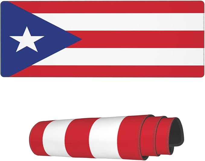 Famame Laptop Mouse Pad Puerto Rico Flag Desk Mat with Stitched Edges 31.5X 11.8 inch Non-Slip Large Keyboard Rubber Writing Table Mat for Office Home