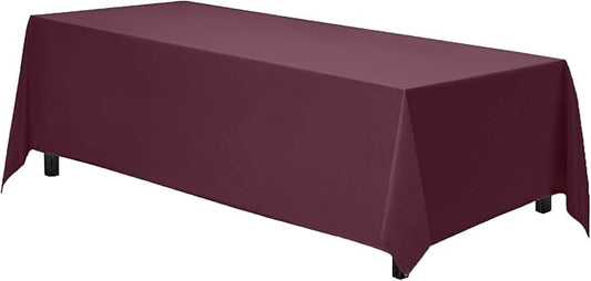 Gee Di Moda Rectangle Tablecloth - 90 x 156 Inch Burgundy - Heavy Duty Washable Polyester - 8 Ft Table, Holiday Party, Wedding & Baby Shower