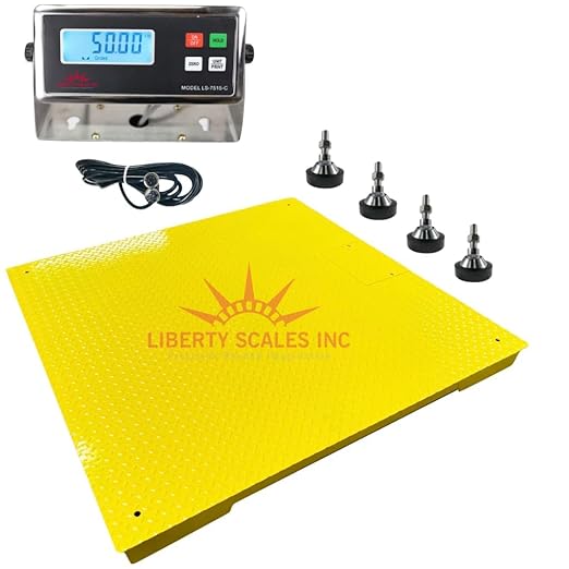 Liberty LS-700-4X6 Heavy Duty General Purpose Floor Scale | 48" x 72" | Capacity of 2.500 lbs x 0.5 lb + Yellow