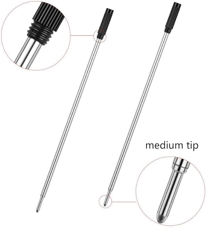 MengRan 4.5'' Ballpoint Ink Pen Refills for Twist Pens,1mm Medium Tip, Compatible with Cross Pen Refills (8513)(10 Pcs Black Ink)