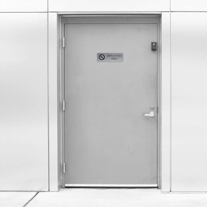 SBLABELS Employees Only Indoor Easy Adhesive Mount Door and Wall Sign for Private Rooms Restaraunts and Small Businesses 3" x 9" - Silver