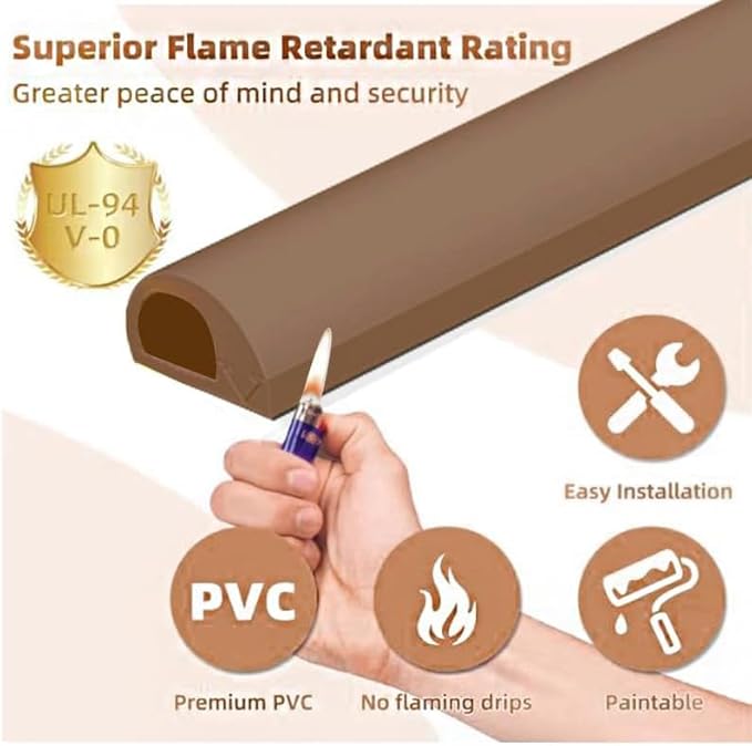 RPXRPXSide Open One Cord Cable Raceway Wire Cover for Cords, Our Cable Track is Best Suited for one Wire (Diameter <0.27"),Wire Raceway Management Cable Concealer Channel (Brown, 196in)