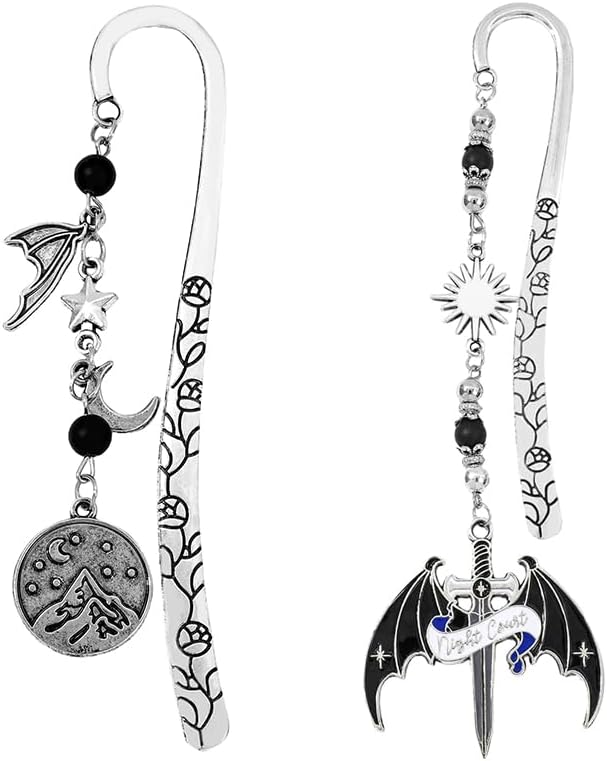 Fantasy Dragon Leather Corner Bookmark, Elegant Metal Dragon Charms Leather Page Saver, Chic Book Accessory for Bookworms, Great Gift for Dragon & Book Lovers (ACotar)