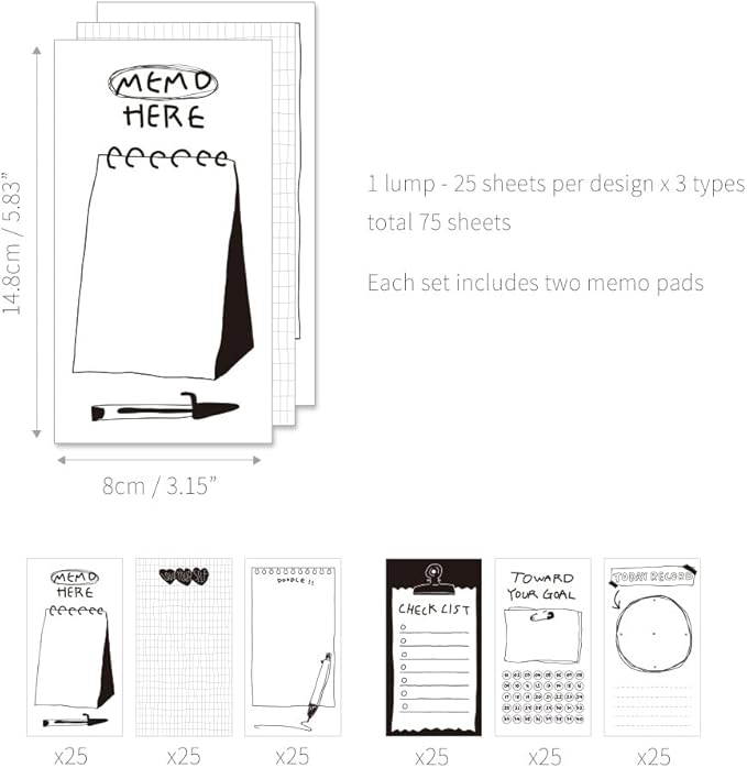 Monolike Triple Memopad Little Doodle 2P Set