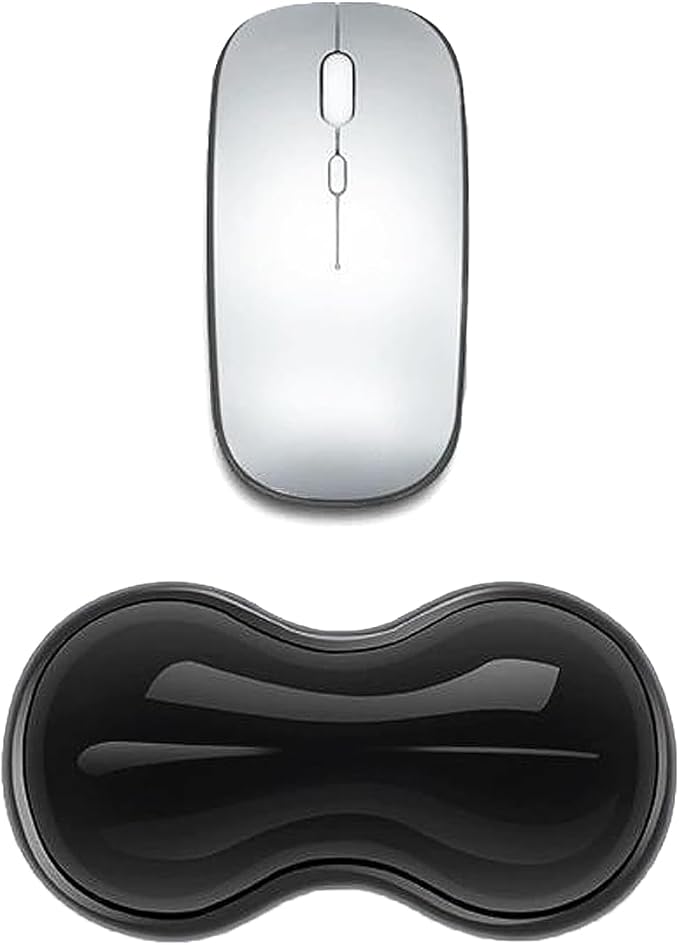 Mouse Wrist Rest Pad, 5.71" Ergonomic Cool Silicone Gel Wrist Support Pad for Effortless Typing & Pain Relief, Non-Slip Base Wrist Support Cushion for Gaming, Computers, Laptops, Office Use Black